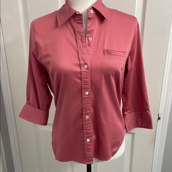 Banana Republic Rose Pink 3/4 Sleeve Fitted Button Down Shirt Size M - Picture 1 of 9